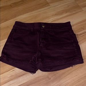 Reddish/purple jean shorts